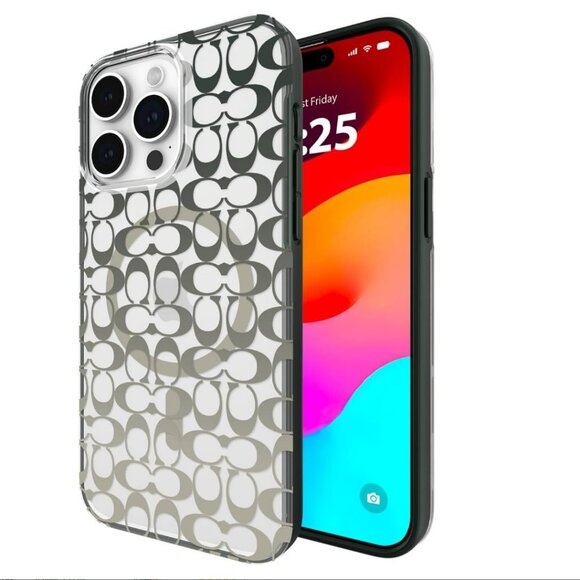 NWOB Coach Protective Case with Magsafe For iPhone 15 Pro Max Clear/Multi New - Picture 1 of 10